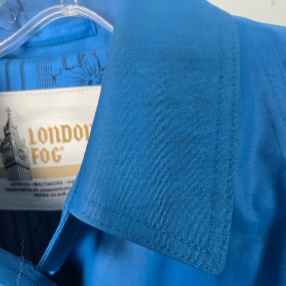 London Fog Women's Blue Trench Coat Belted Raincoat Size‎ 10 REG Made USA - Picture 7 of 10